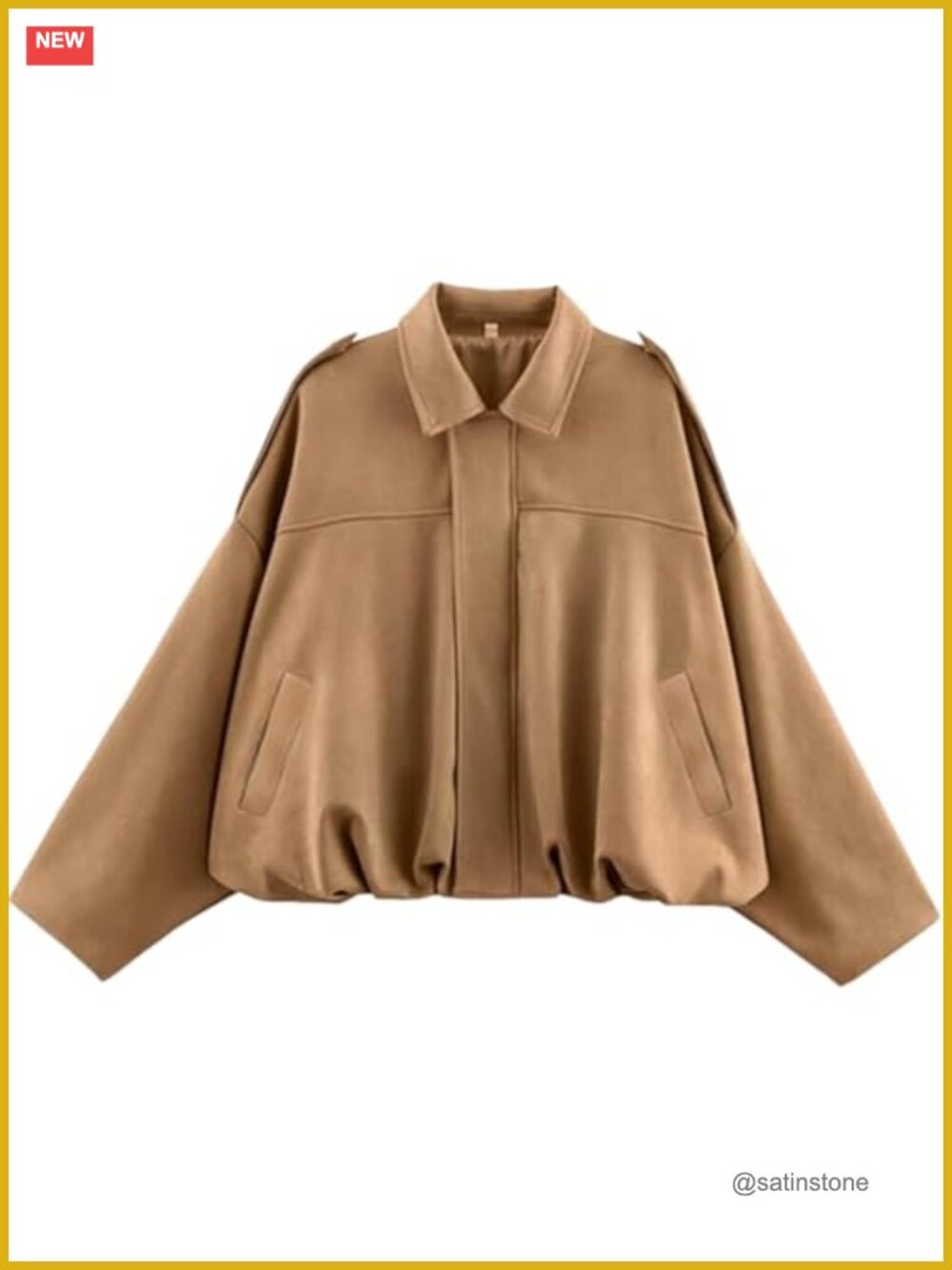 Faux Suede Bomber Jacket Oversized Lapel Pilot Coat Long Sleeves Streetwear